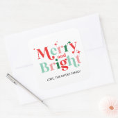 kerst vrolijk en helder roze rode cadeau vierkante sticker (Envelop)