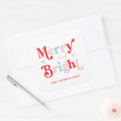 Kerst Vrolijk en Helder Roze Rood cadeau Sticker (Envelop)