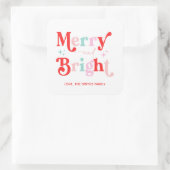 Kerst Vrolijk en Helder Roze Rood cadeau Sticker (Tas)