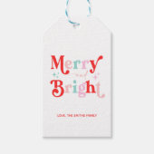 Kerst Vrolijk en helder roze rood Cadeaulabel (Voorkant)