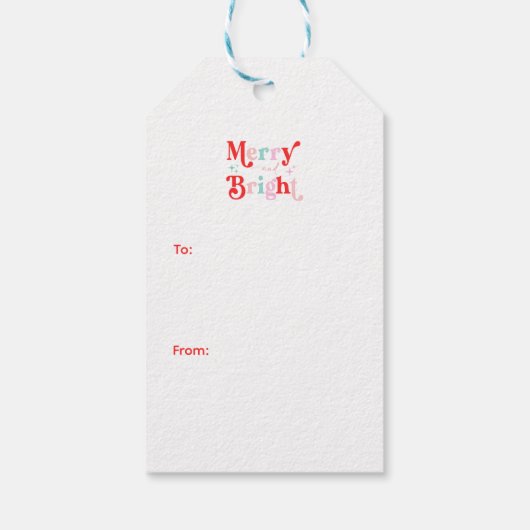 Kerst Vrolijk en helder roze rood Cadeaulabel (Achterkant)