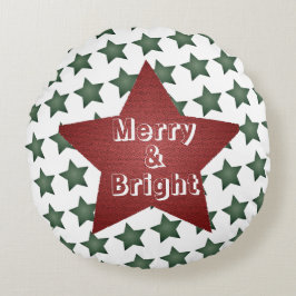 Kerst vrolijk en helder Star Pattern Rond Kussen