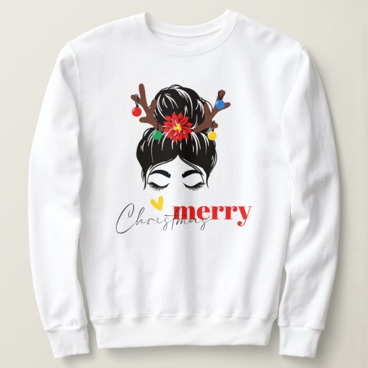 Kerst, vrolijk en helder, vrolijk, modern, retro t trui (Design voorkant)