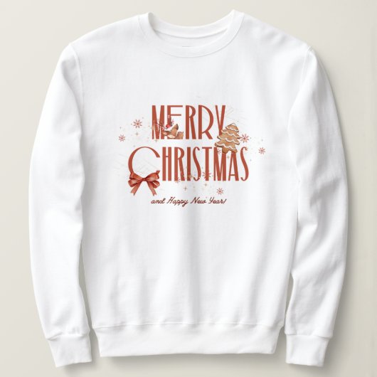 Kerst, vrolijk en helder, vrolijk, modern, retro t trui (Design voorkant)