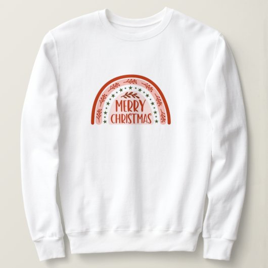 Kerst, vrolijk en helder, vrolijk, modern, retro t trui (Design voorkant)