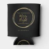 Kerst vrolijk en helder zwart goud gepersonaliseer blikjeskoeler (Voorkant)