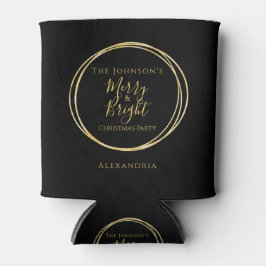 Kerst vrolijk en helder zwart goud gepersonaliseer blikjeskoeler