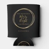Kerst vrolijk en helder zwart goud gepersonaliseer blikjeskoeler (Achterkant)