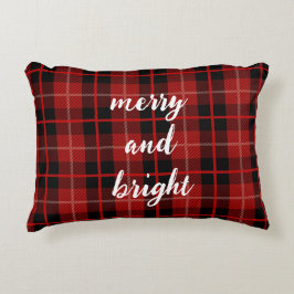 Kerst vrolijk en heldere geblokte plaid accent kussen