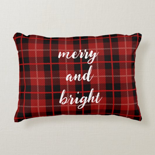 Kerst vrolijk en heldere geblokte plaid accent kussen (Voorkant)
