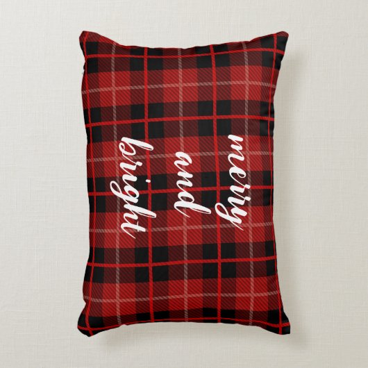 Kerst vrolijk en heldere geblokte plaid accent kussen (Voorkant(Verticaal))