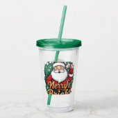 Kerst - "Vrolijk en stralend kerstman" Acryl Drinkbeker (Achterkant)