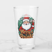 Kerst - "Vrolijk en stralend kerstman" Glas (Achterkant)