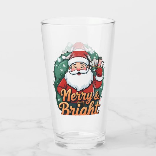 Kerst - "Vrolijk en stralend kerstman" Glas (Achterkant)