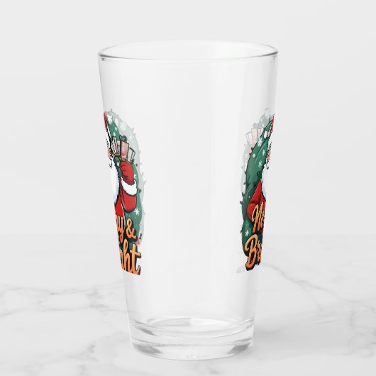 Kerst - "Vrolijk en stralend kerstman" Glas (Rechts)