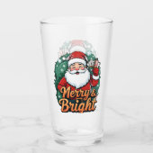 Kerst - "Vrolijk en stralend kerstman" Glas (Voorkant)