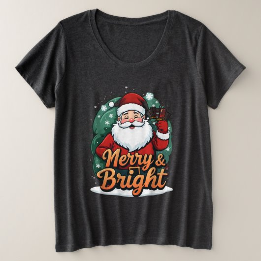 Kerst - "Vrolijk en stralend kerstman" Grote Maat T-shirt (Design voorkant)