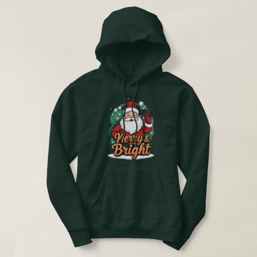 Kerst - "Vrolijk en stralend kerstman" Hoodie (Design voorkant)