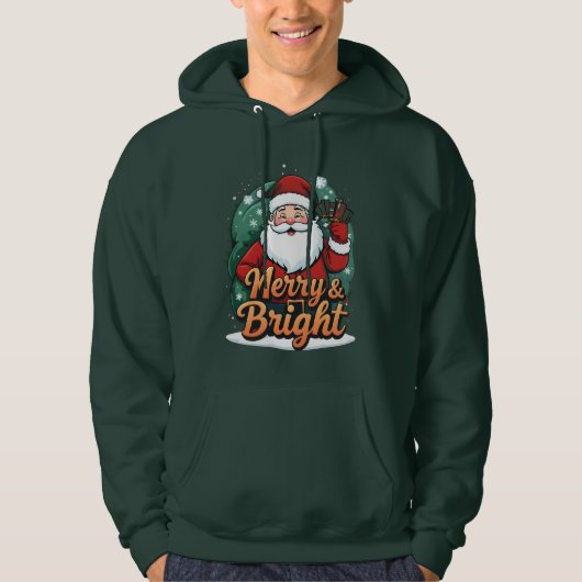 Kerst - "Vrolijk en stralend kerstman" Hoodie (Voorkant)
