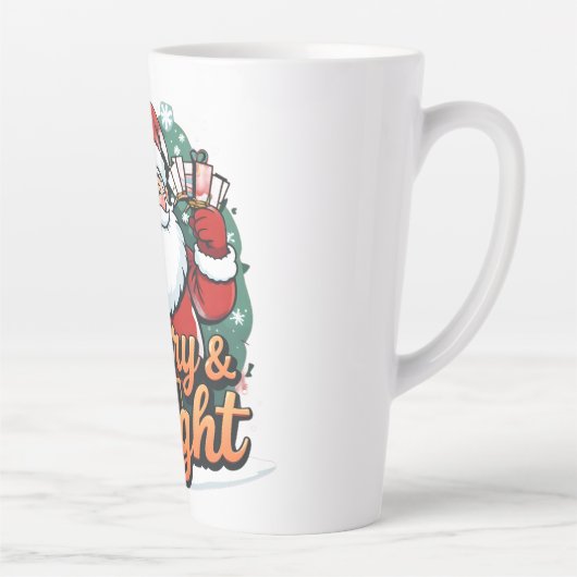 Kerst - "Vrolijk en stralend kerstman" Latte Mok (Rechts)