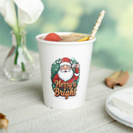 Kerst - "Vrolijk en stralend kerstman" Papieren Bekers