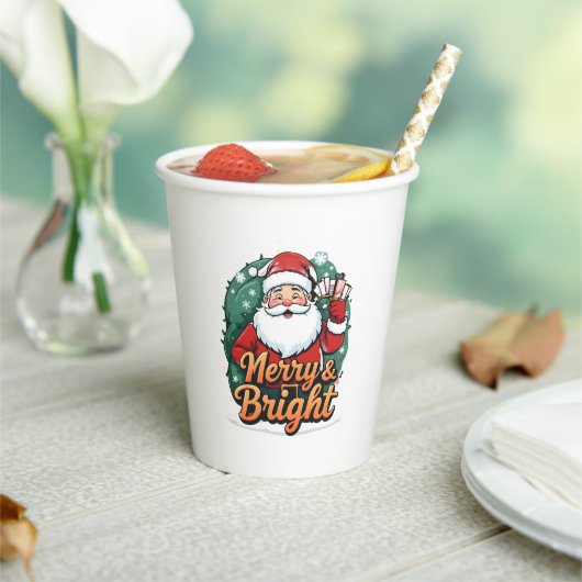 Kerst - "Vrolijk en stralend kerstman" Papieren Bekers (Insitu)