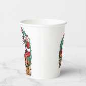 Kerst - "Vrolijk en stralend kerstman" Papieren Bekers (Rechts)