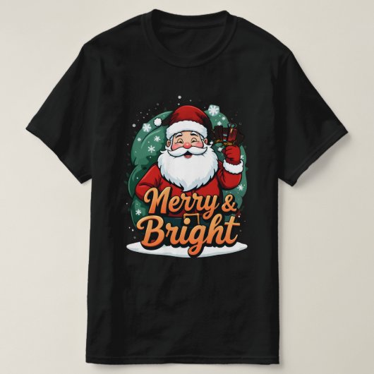 Kerst - "Vrolijk en stralend kerstman" T-shirt (Design voorkant)