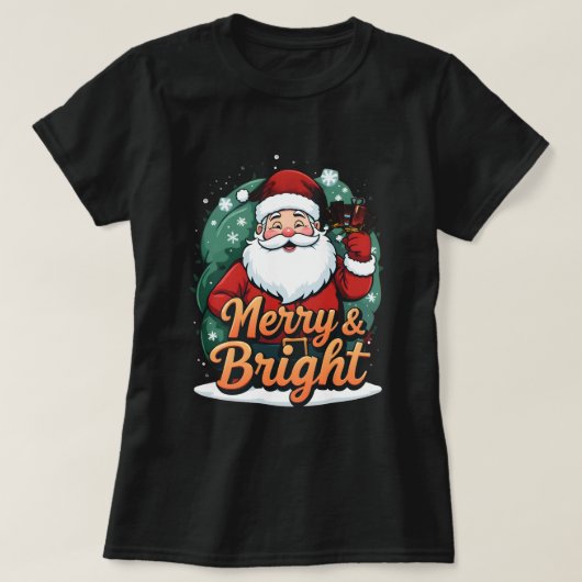 Kerst - "Vrolijk en stralend kerstman" T-shirt (Design voorkant)