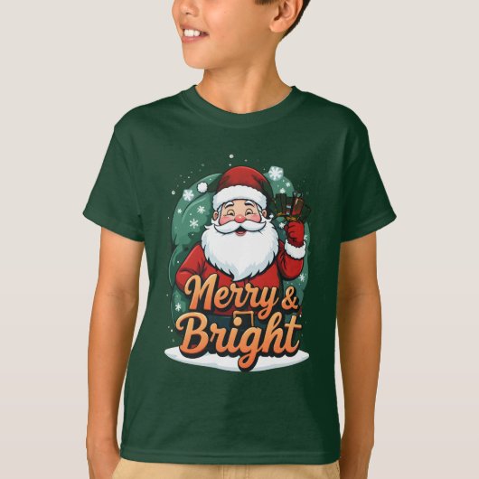 Kerst - "Vrolijk en stralend kerstman" T-shirt (Voorkant)