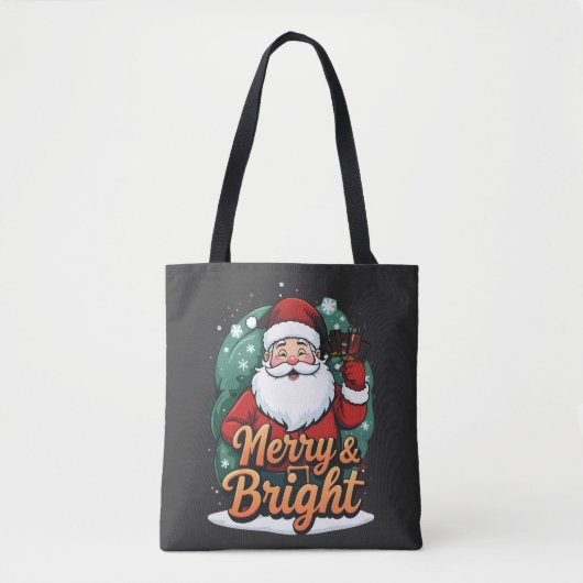 Kerst - "Vrolijk en stralend kerstman" Tote Bag (Voorkant)