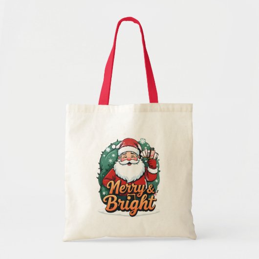 Kerst - "Vrolijk en stralend kerstman" Tote Bag (Voorkant)
