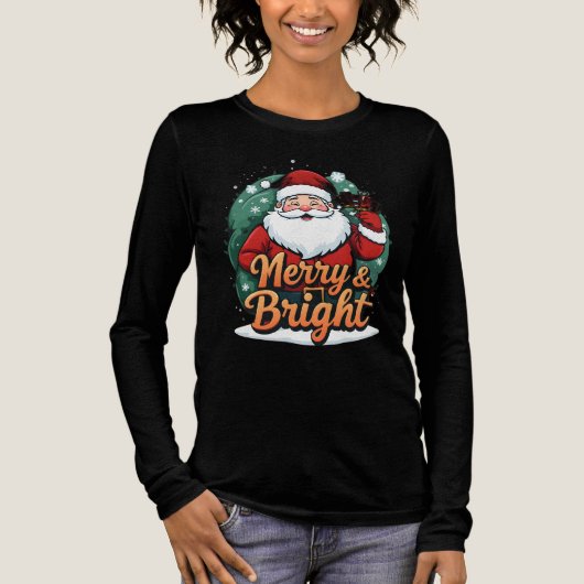Kerst - "Vrolijk en stralend kerstman" Tri-Blend Shirt (Voorkant)
