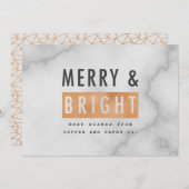 Kerst vrolijk geometrisch koper en marmer feestdagenkaart (Voorkant / Achterkant)