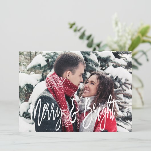 Kerst Vrolijk & Helder Handschrift Foto Feestdagenkaart (Staand voorkant)