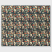 Kerst Vrolijk Katten Patroon Cadeaupapier (Vlak)