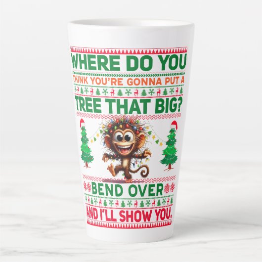 Kerst Vrolijk Kerstcadeau voor Aap Latte Mok (Voorkant)