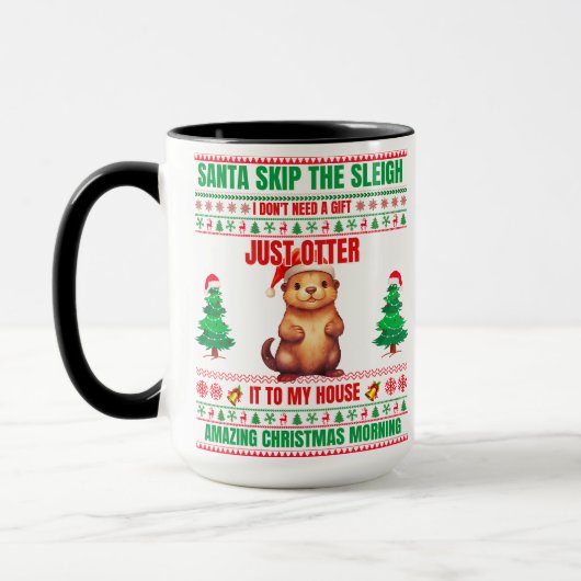 Kerst Vrolijk kerstcadeau voor kerst otter Mok (Links)