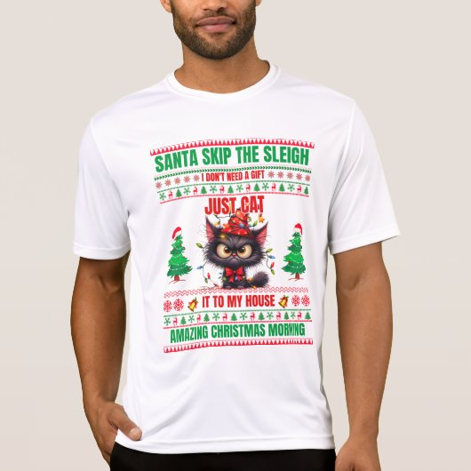 Kerst Vrolijk Kerstcadeau voor Kerstkat T-shirt (Voorkant)