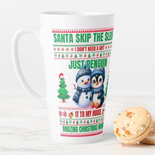 Kerst Vrolijk Kerstcadeau voor Penguin Snowman Latte Mok (In situ)