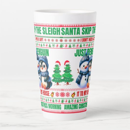 Kerst Vrolijk Kerstcadeau voor Penguin Snowman Latte Mok (Voorkant)