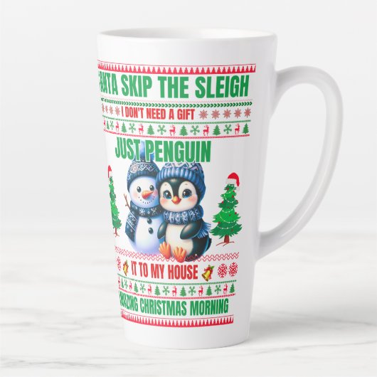Kerst Vrolijk Kerstcadeau voor Penguin Snowman Latte Mok (Rechts)