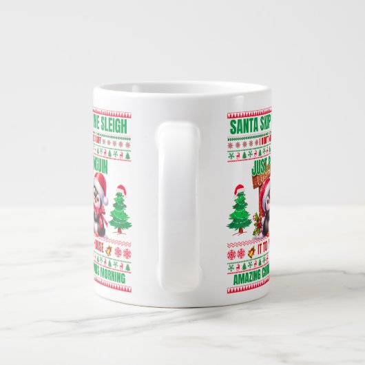 Kerst Vrolijk Kerstcadeau voor pinguïns Grote Koffiekop (Achterkant)