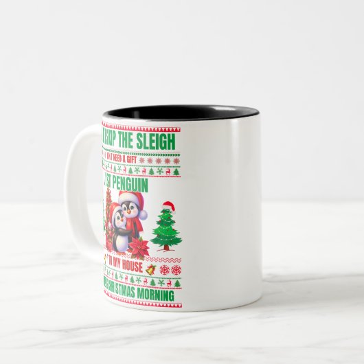 Kerst Vrolijk Kerstcadeau voor pinguïns Tweekleurige Koffiemok (Voorkant links)