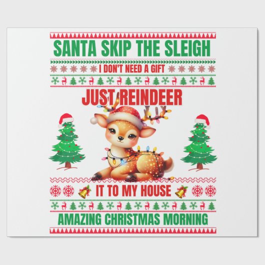 Kerst Vrolijk Kerstcadeau voor rendieren Cadeaupapier (Vlak)