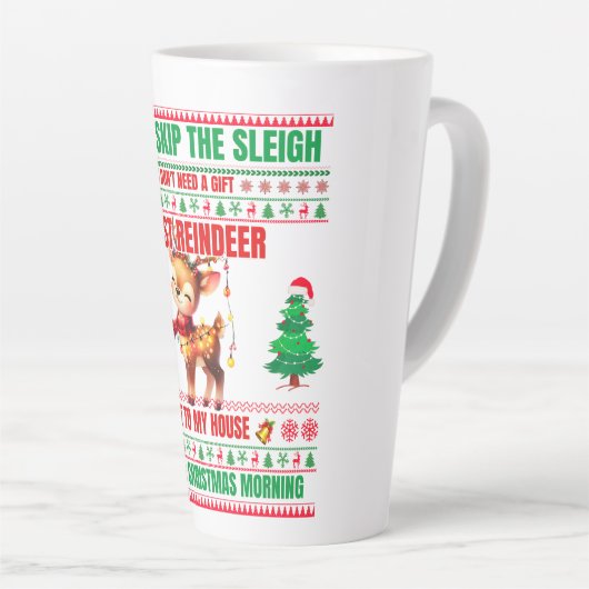 Kerst Vrolijk Kerstcadeau voor rendieren Latte Mok (Rechterhoek)