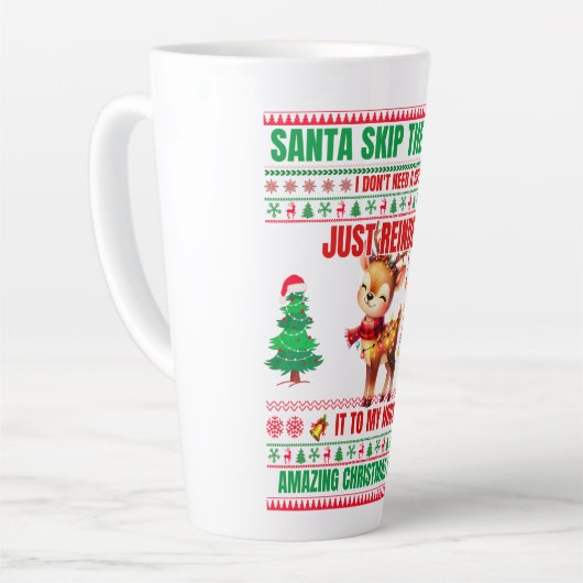 Kerst Vrolijk Kerstcadeau voor rendieren Latte Mok (Linkerhoek)