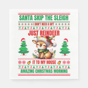 Kerst Vrolijk Kerstcadeau voor rendieren Servet
