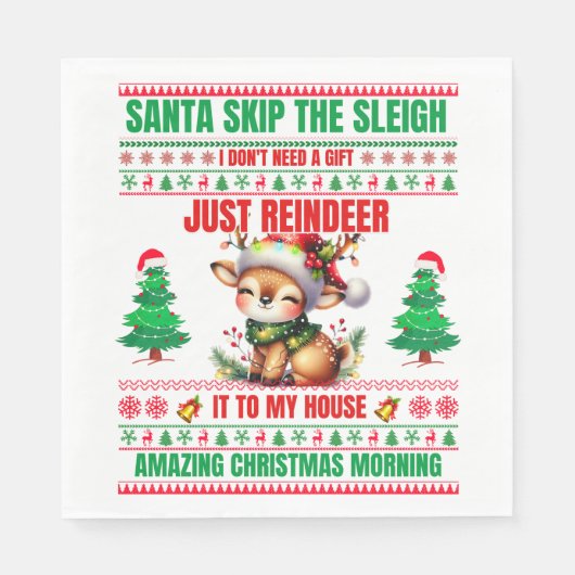 Kerst Vrolijk Kerstcadeau voor rendieren Servet (Voorkant)