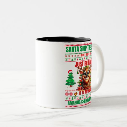 Kerst Vrolijk Kerstcadeau voor rendieren Tweekleurige Koffiemok (Voorkant rechts)